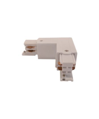 Conector L Branco Esquerdo ou Direito para Calha Trifásica
