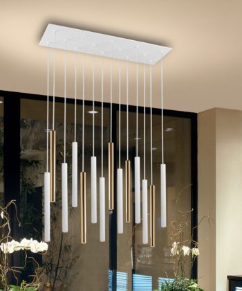 Suspensão Varas Branco e Dourado 140cm 14L