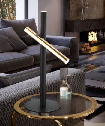 Candeeiro de Mesa Varas Preto e Dourado