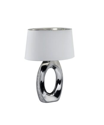 Candeeiro de Mesa Taba Cromado e Branco