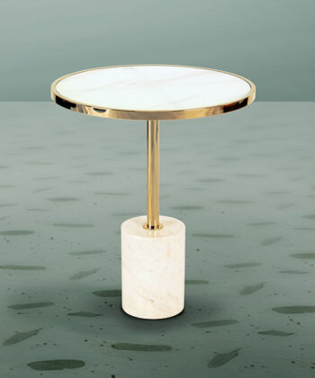 Mesa de Apoio Dekala Branco e Dourado 46CM