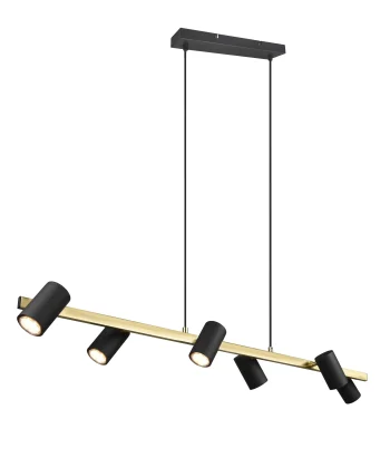 Suspensão Linear Marley Preto e Dourado 6L