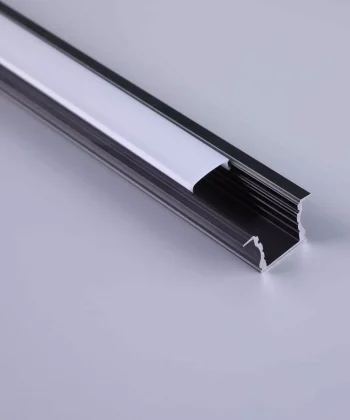 Perfil 2m Preto p/ Fita LED c/ Difusor Fosco 17.3x15.3mm