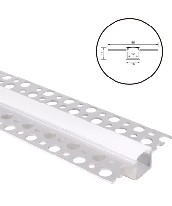 Perfil Trimless 2m p/ Fita LED c/ Difusor Fosco 16x14mm