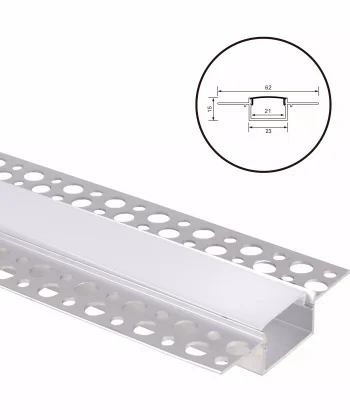 Perfil Trimless 2m p/ Fita LED c/ Difusor Fosco 23x15mm