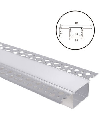 Perfil Trimless 2m p/ Fita LED c/ Difusor Fosco 35x25mm