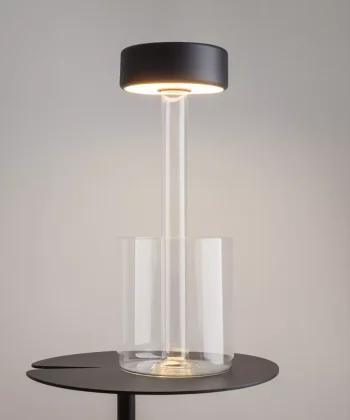Candeeiro de Mesa IA Preto com Vaso