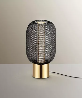 Candeeiro de Mesa Micron Preto e Dourado 1L