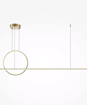 Suspensão Halo Linear e Circular Dourado Mate