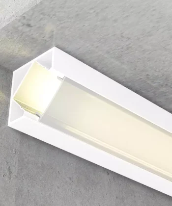 Perfil 2m Branco para Fita LED Difusor Fosco 45º VT
